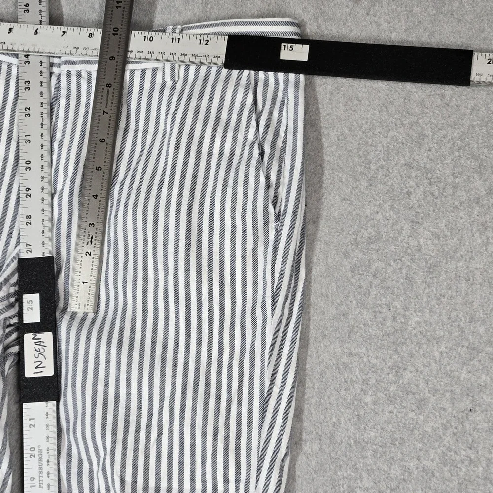 Banana Republic Women Pants 6 White Cotton Linen Striped Dress Pants Avery Slim
